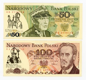 People's Republic of Poland, 50 zloty 1988 and 100 zloty 1986 - with commemorative imprint John Paul II, 2 pcs. (313)