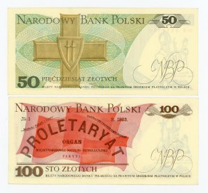 People's Republic of Poland, 50 zloty 1988 and 100 zloty 1986 - with commemorative imprint John Paul II, 2 pcs. (313)