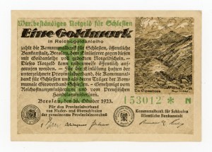 Breslau/Breslau, 1 Goldmark 1923, green subprint (332)