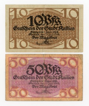 Kalisz Pomeranian/Kallies, 10 fenig 1918 and 50 fenig 1919 (335)