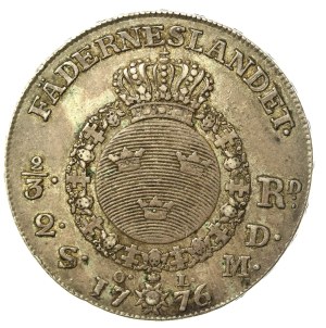 Sweden, Gustav III, 2/3 thaler (riksdaler), 1776, Stockholm mint (542)
