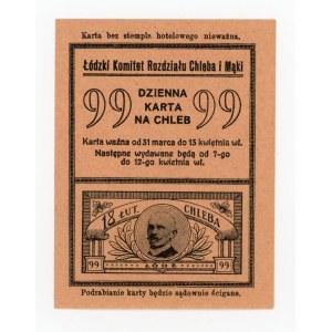 Łódź, kartka żywnościowa jednorazowa na chleb 1918 - 99 (338)