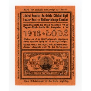 Łódź, kartka żywnościowa jednorazowa na chleb 1918 - 78 (339)