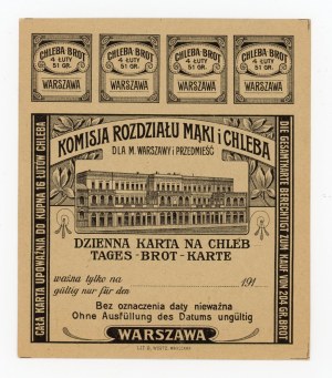 Warsaw, bread food card, Daily card 1916 - double-sided (344)