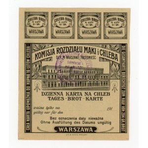 Warszawa, kartka żywnościowa na chleb, Karta dzienna 1916 - jednostronna (345)
