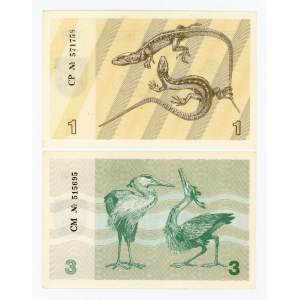 Litwa, 1 i 3 Talonas 1991. Razem 2 szt. (364)