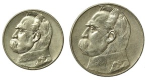 Second Republic, set of 5 and 10 gold 1935 Pilsudski. Total of 2 pcs. (801)
