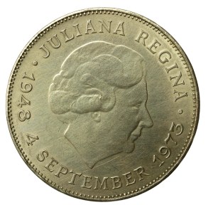 Netherlands, 10 guilders 1973, 25 years of Queen Juliana's reign (809)