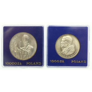 PRL, zestaw 1000 i 10.000 złotych 1982-1987, Jan Paweł II. Razem 2 szt. (826)
