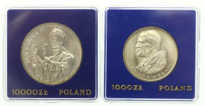 People's Republic of Poland, set of 1000 and 10,000 gold 1982-1987, John Paul II. Total of 2 pcs. (826)