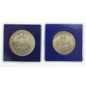 PRL, zestaw 1000 i 10.000 złotych 1982-1987, Jan Paweł II. Razem 2 szt. (826)