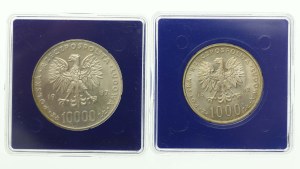 People's Republic of Poland, set of 1000 and 10,000 gold 1982-1987, John Paul II. Total of 2 pcs. (826)