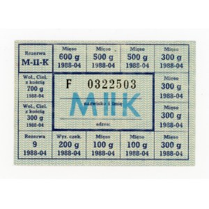 Karta zaopatrzeniowa, kwiecień 1988 - M-II-K (402)