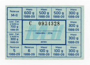 Supply card, September 1988 - M-II (410)