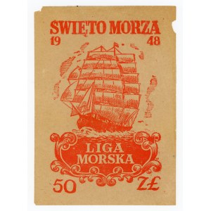 Cegiełka na Ligę Morską, 50 złotych 1948. Unikalna (418)