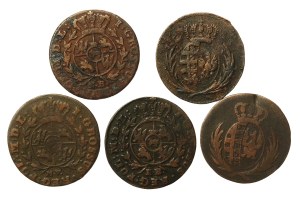 Stanislaw August Poniatowski, a set of pennies. Total of 5 pieces (834)
