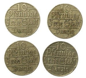 Free City of Danzig, set of 10 fenigs 1923. total of 4 pcs. (836)