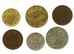 Free City of Danzig, set of 2, 5 and 10 fenigs 1923-1937. total of 6 pcs. (839)