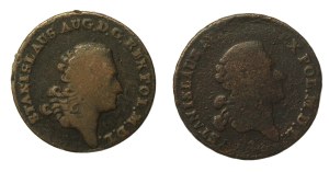 Stanislaus Augustus Poniatowski, a set of trojaks dated 1766 and 1779. 2 pieces total (842)