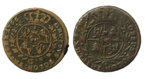 Stanislaus Augustus Poniatowski, a set of trojaks dated 1766 and 1779. 2 pieces total (842)