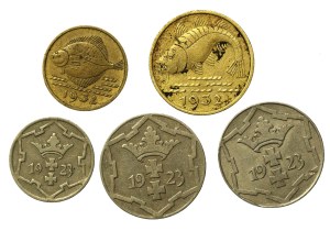 Free City of Danzig, set of 5 and 10 pfennigs 1923-1932. total of 5 pcs. (845)