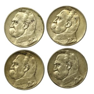 II RP, zestaw 5 złotych 1935-1936 Piłsudski. Razem 4 szt. (850)