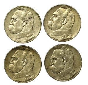 Second Republic, set of 5 gold 1935-1936 Pilsudski. 4 pieces total. (850)