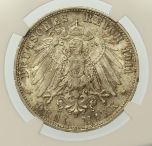Germany, Württemberg, 3 marks 1911 F, 25th wedding anniversary (451)
