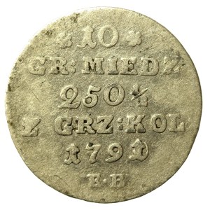 Stanisław August Poniatowski, 10 groszy 1791(0) EB, Warszawa. Przebitka daty (716)