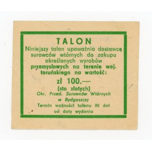 Talon makulaturowy - woj. toruńskie, 100 złotych (383)