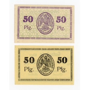 Biskupiec/Bischowswerder, 50 fenigów 1920. Dwie odmiany. Razem 2 szt. (394)