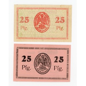 Biskupiec/Bischowswerder, 25 fenigów 1920. Dwie odmiany. Razem 2 szt. (395)