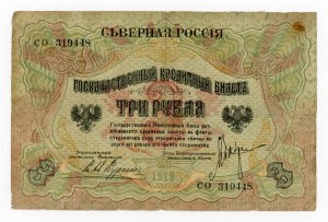 Russia, Northern Russia, 3 rubles 1919 (1010)