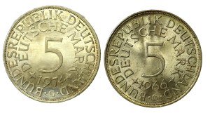 West Germany, FRG, set of 5 marks 1966 and 1974. total of 2 pcs. (577)
