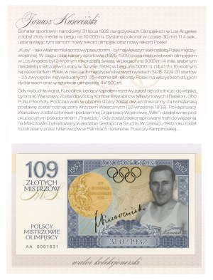 PWPW collector banknote, Polish Olympic Champions - Janusz Kusociński (1302).