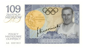 PWPW collector banknote, Polish Olympic Champions - Janusz Kusociński (1302).