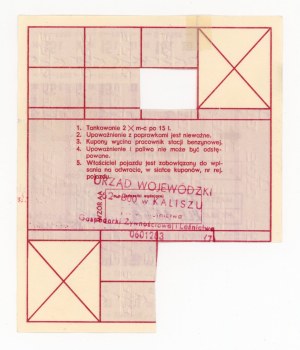 Fuel supply card for TAXI, 2 x 15 l. 2nd half 1985. incomplete (1094)
