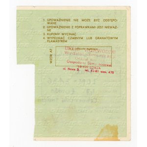 Kartka zaopatrzeniowa na paliwo dla TAXI, 2 półrocze 1984. Niekompletna (1098)
