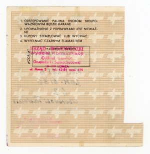 Fuel supply card for TAXI, 7.II. 1984. incomplete (1099)