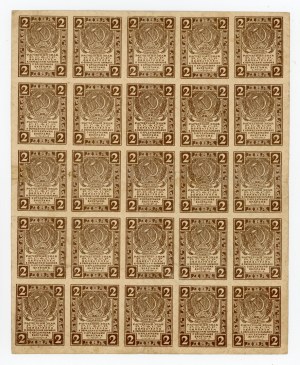 Russia, full sheet 2 rubles 1919 [25 pieces] (1103)