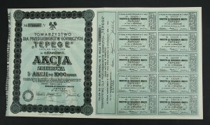 Society for Mining Enterprises TEPEGE S.A. in Krakow, 5 x 1,000 mkp 1923 (955)