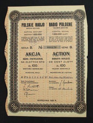 Polskie Radio S.A., 100 zloty 1926, Series B (956).