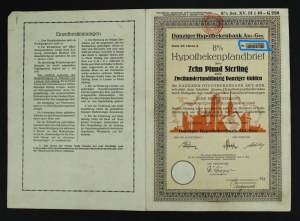 Danzig, Danziger Hypothekenbank AG, 8% mortgage bond 1926, £10. Number 0001 (963)