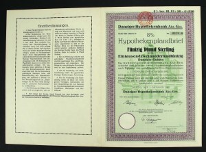 Danzig, Danziger Hypothekenbank AG, 8% mortgage bond 1925, £50 (965)
