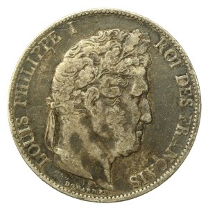 Francja, Ludwik Filip I, 5 franków 1844, Lille (931)