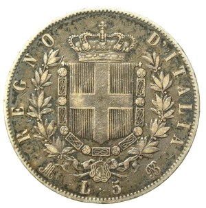 Italy, Victor Emmanuel II, 5 lire 1872, Milano (932)