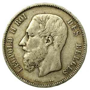 Belgia, Leopold II, 5 franków 1869 (936)