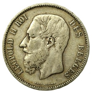 Belgium, Leopold II, 5 francs 1869 (936)