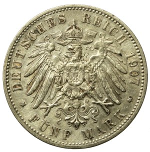 Germany, Württemberg, Wilhelm II, 5 marks 1907 (984)