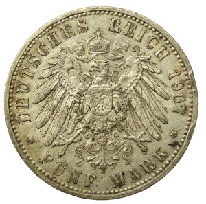 Germany, Prussia, Wilhelm II, 5 marks 1907 (985)